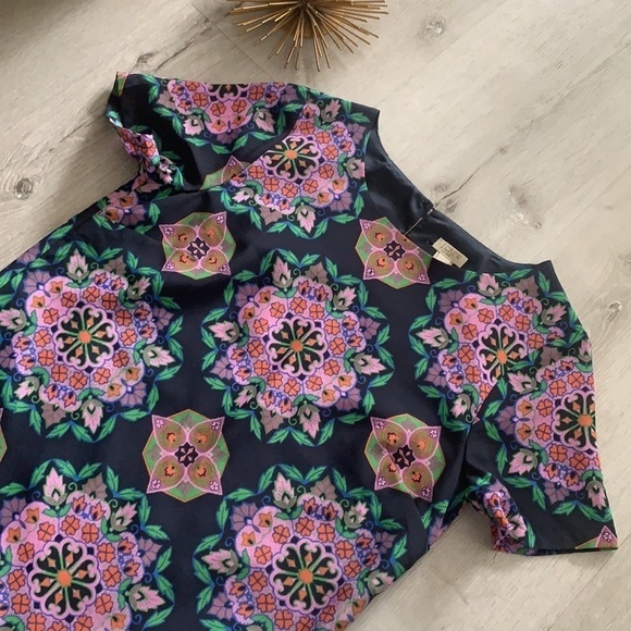 J. Crew Factory Navy purple Floral Shift Dress Sz 2 career or casual midi party - Picture 12 of 12